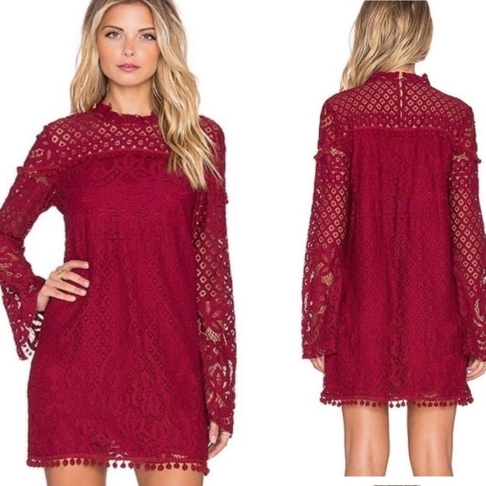 Tularosa x Revolve ‘Matilda’ Lace Dress in Wine Red